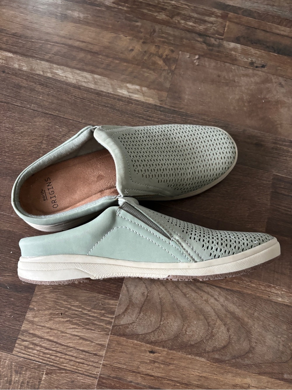 Earth Origins Slip-On Perforated Casual Loafers in Sage Green